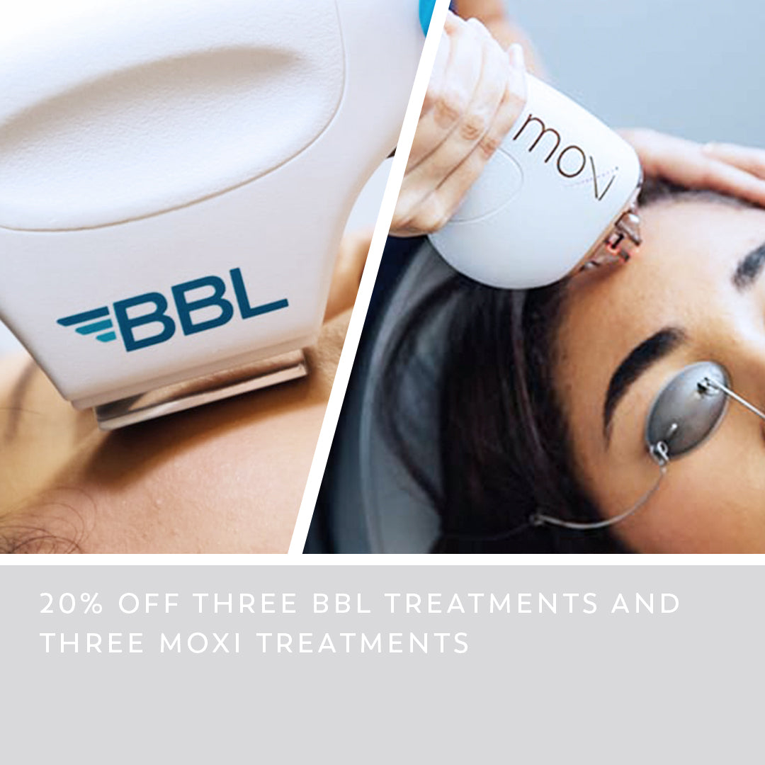 Three BBL Treatments + Three MOXI Treatments (Face, Neck, & Chest) at 20% off