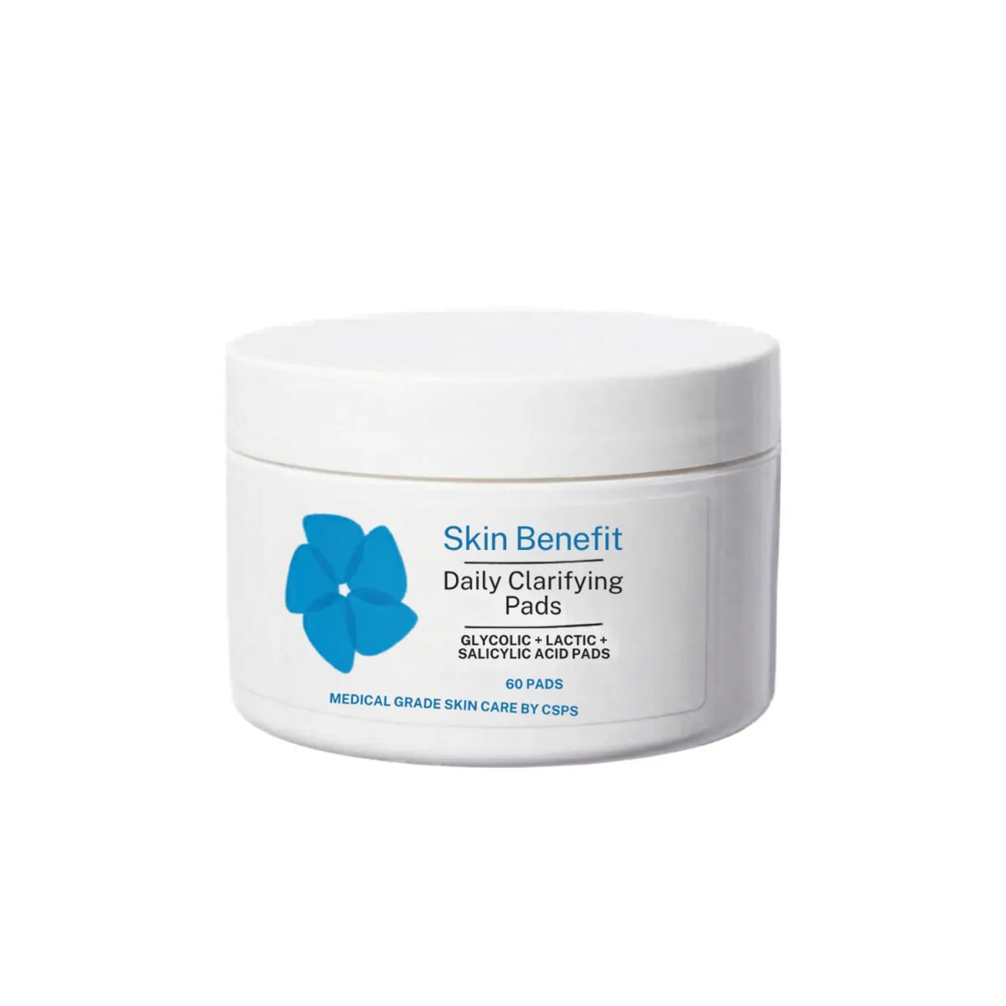 Skin Benefit daily clarifying pads with glycolic lactic and salicylic acid for exfoliation
